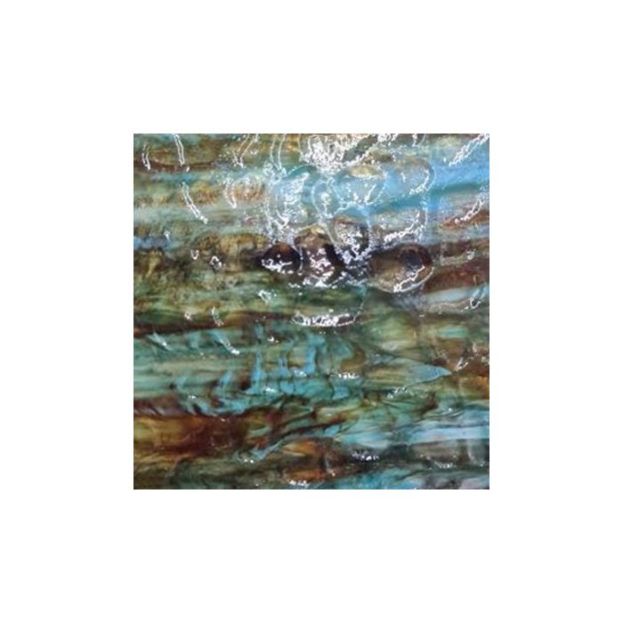 M7122  halftransp. red-brown, turquoise blue met structuur