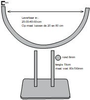standaard half rond 30cm met voet rvs