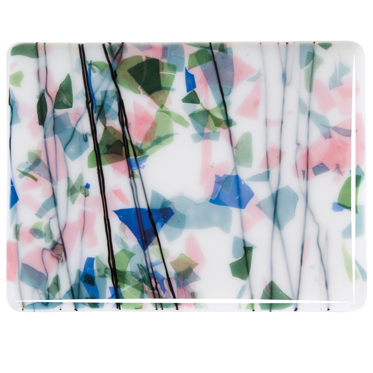 4010-00 SPRING: Blue, Green, Aqua and Pink  on tr. white base