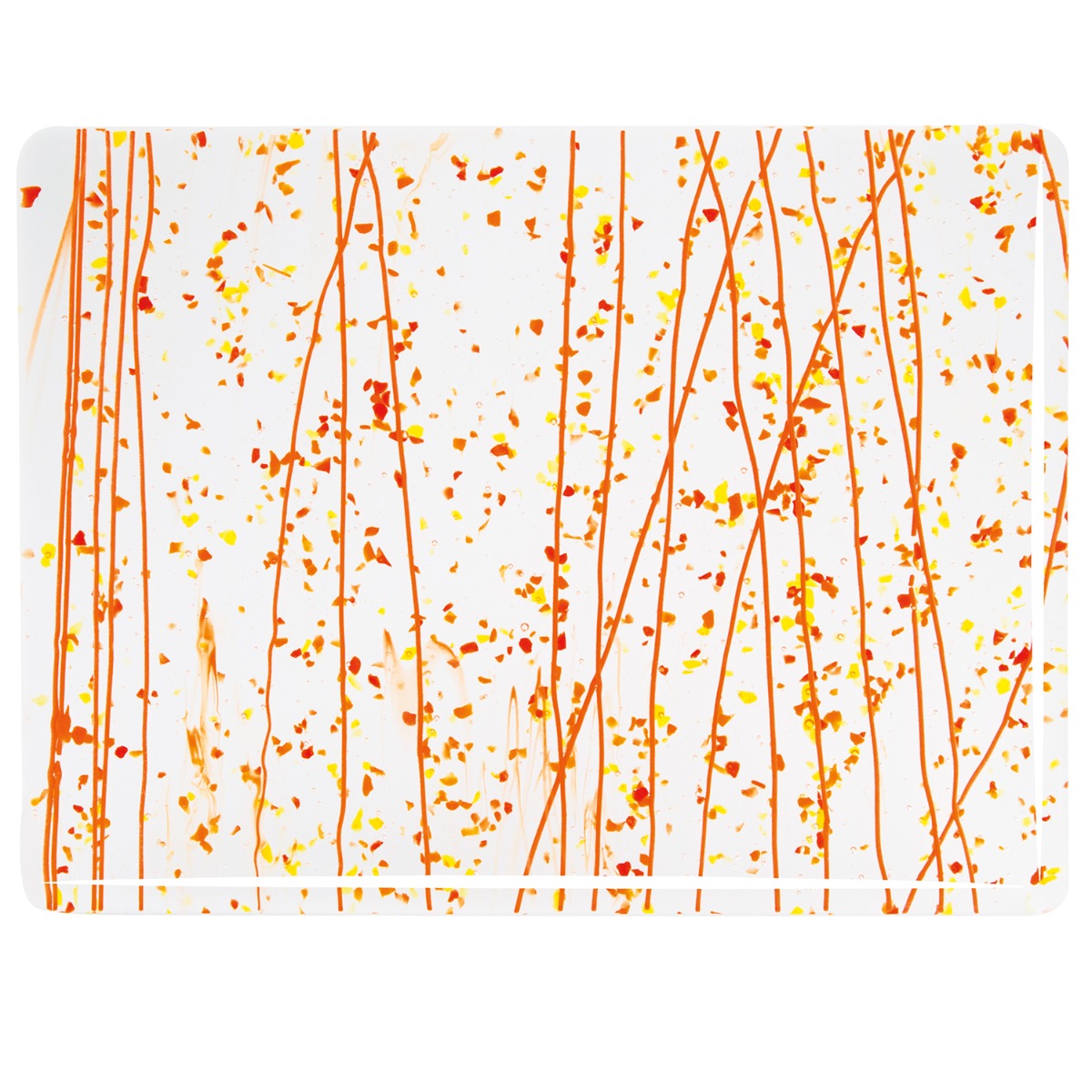 4211 Clear with frits red orange/yellow stringer streamers