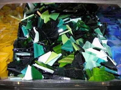 300 gr glasmozaiek groen tinten